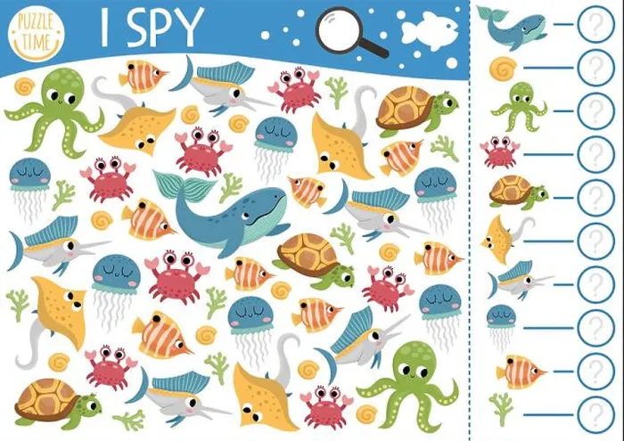 Framed Print : Under the sea I spy game for kids Framed Print : Under the sea I spy game for kids