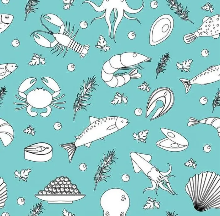 Framed Print : Sea life seamless pattern. Underwater endless background Framed Print : Sea life seamless pattern. Underwater endless background