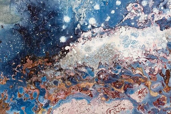 Sea - watercolor painting of water from above, sea waves