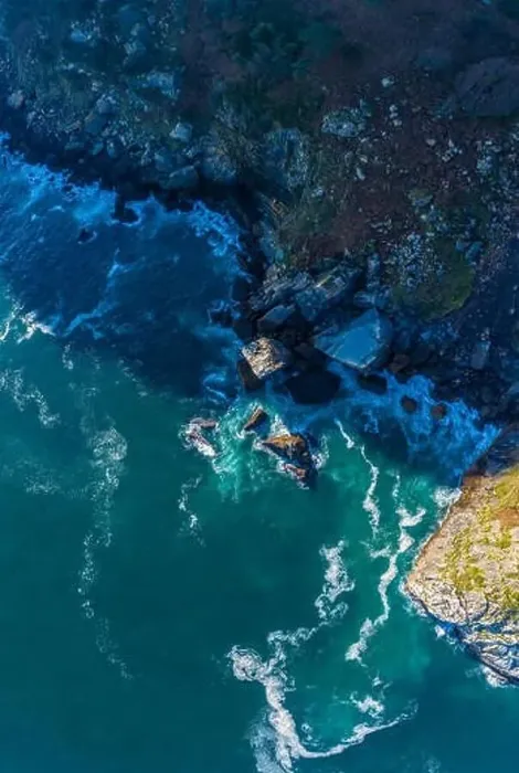 Framed Print : Detail of sea waves colors breaking in the coast of Lekeitio, Basque country - drone view Framed Print : Detail of sea waves colors breaking in the coast of Lekeitio, Basque country - drone view