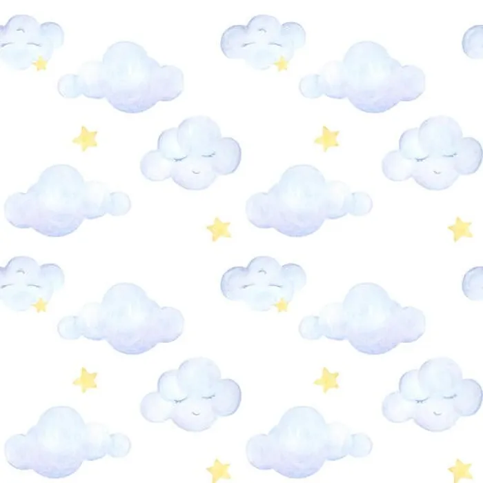 Framed Print : Seamless baby pattern. Kids prints. Watercolor. Light blue clouds fly, yellow stars. Clouds sleeping. White background. Print quality Framed Print : Seamless baby pattern. Kids prints. Watercolor. Light blue clouds fly, yellow stars. Clouds sleeping. White background. Print quality
