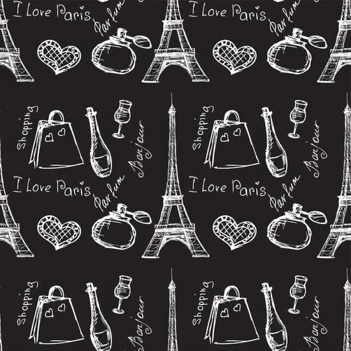 Framed Print : Seamless pattern background with Paris landmarks and France symbols illustration Framed Print : Seamless pattern background with Paris landmarks and France symbols illustration