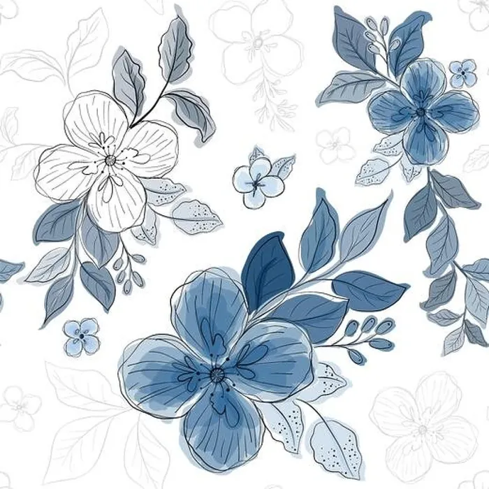 Framed Print : Seamless pattern with beautiful blue floral watercolor style on white background. The other 2 color swatches included Framed Print : Seamless pattern with beautiful blue floral watercolor style on white background. The other 2 color swatches included