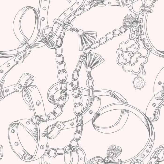 Framed Print : Seamless pattern with belt and chain. Vector Framed Print : Seamless pattern with belt and chain. Vector