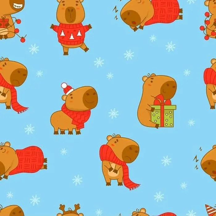 Framed Print : Seamless pattern with Cute capybara on blue background Framed Print : Seamless pattern with Cute capybara on blue background