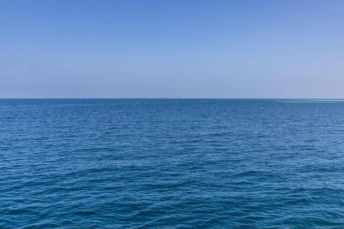 Framed Print : Seascape with sea horizon and almost clear deep blue sky background Framed Print : Seascape with sea horizon and almost clear deep blue sky background