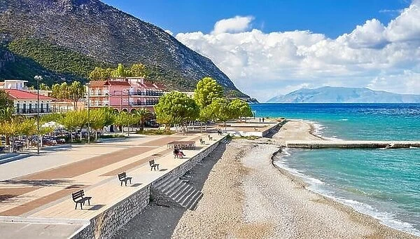 Seaside promenade, Poros town, Kefalonia Island, Greece
