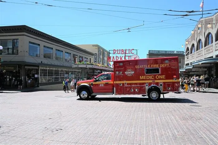 Framed Print : A Seattle fire department truck Framed Print : A Seattle fire department truck