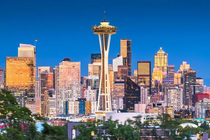 Framed Print : Seattle, Washington, USA downtown cityscape at twilight Framed Print : Seattle, Washington, USA downtown cityscape at twilight