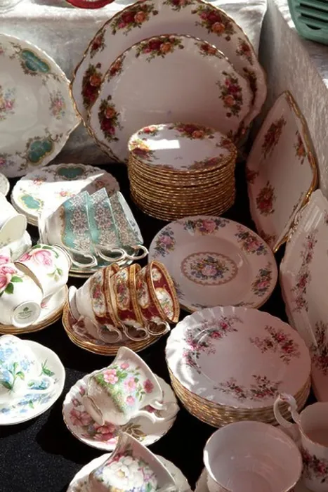 Framed Print : Second hand antique china plates and cups for sale at a stall in the antiques Thursday market in Delft, Holland Framed Print : Second hand antique china plates and cups for sale at a stall in the antiques Thursday market in Delft, Holland