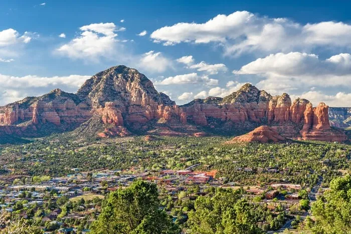 Framed Print : Sedona, Arizona, USA downtown skyline below the red rock mountains Framed Print : Sedona, Arizona, USA downtown skyline below the red rock mountains