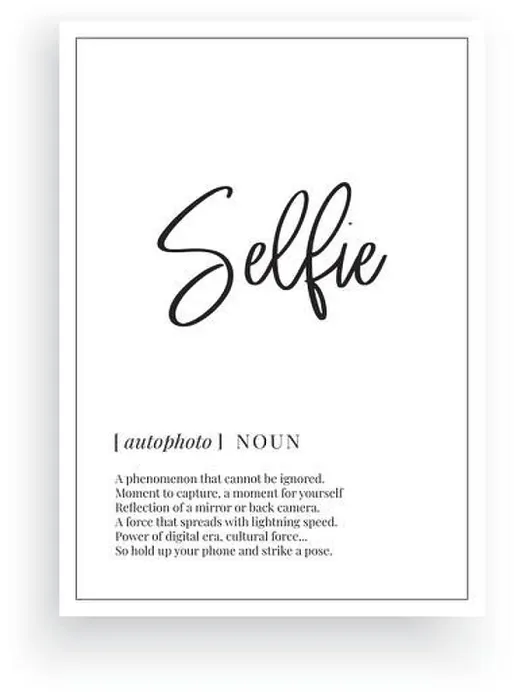 Framed Print : Selfie definition, vector. Minimalist poster design Framed Print : Selfie definition, vector. Minimalist poster design