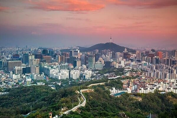 Seoul. Cityscape image of Seoul downtown during summer sunset
