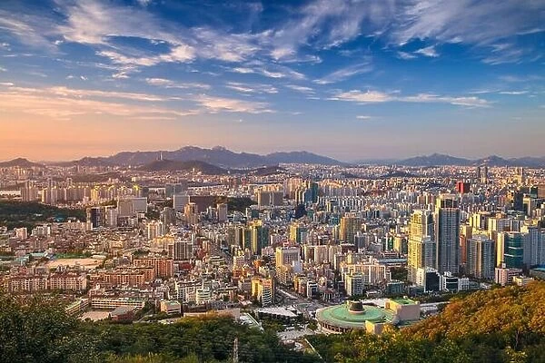 Seoul. Cityscape image of Seoul downtown during summer day