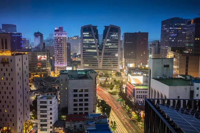 Framed Print : Seoul. Cityscape image of Seoul downtown during twilight blue hour Framed Print : Seoul. Cityscape image of Seoul downtown during twilight blue hour