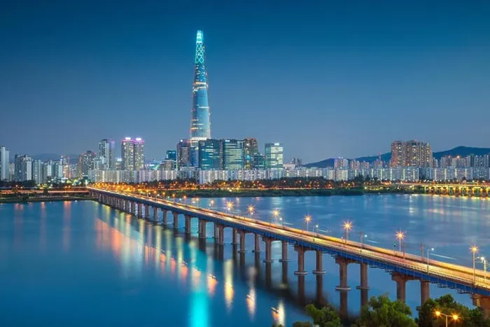 Framed Print : Seoul. Cityscape image of Seoul and Han River during twilight blue hour Framed Print : Seoul. Cityscape image of Seoul and Han River during twilight blue hour