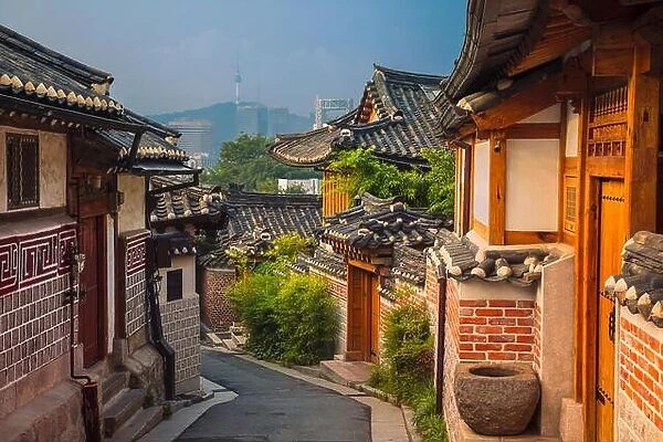 Seoul. Traditional Korean style architecture at Bukchon Hanok Village in Seoul, South Korea
