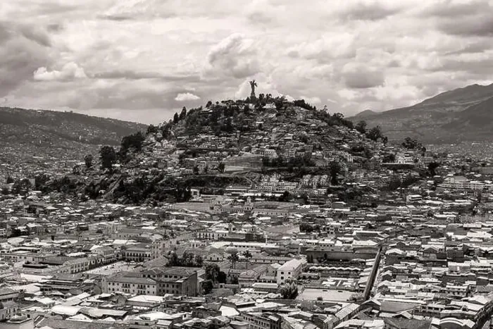 Framed Print : Sepia cityscape of Quito with Panecillo Hill with Virgin, Quito, Ecuador Framed Print : Sepia cityscape of Quito with Panecillo Hill with Virgin, Quito, Ecuador