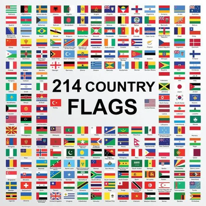 Framed Print : Set of All National Flags of the World. 214 Country Flags. Vector illustration for your design Framed Print : Set of All National Flags of the World. 214 Country Flags. Vector illustration for your design