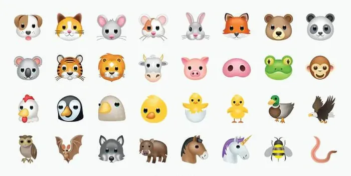 Framed Print : Set of animal faces, face emojis, stickers, emoticons