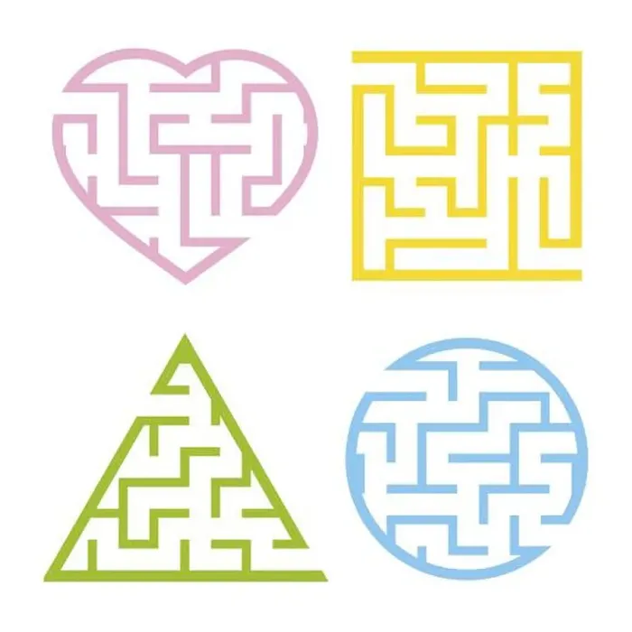 Framed Print : A set of colored light mazes. Circle Framed Print : A set of colored light mazes. Circle