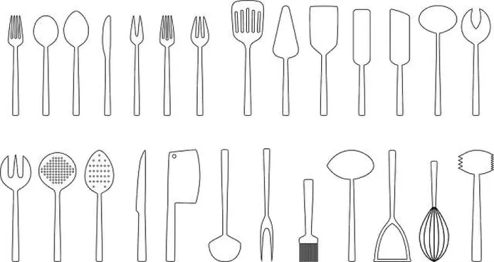 Framed Print : Set of cutlery outlines, vector illustration Framed Print : Set of cutlery outlines, vector illustration