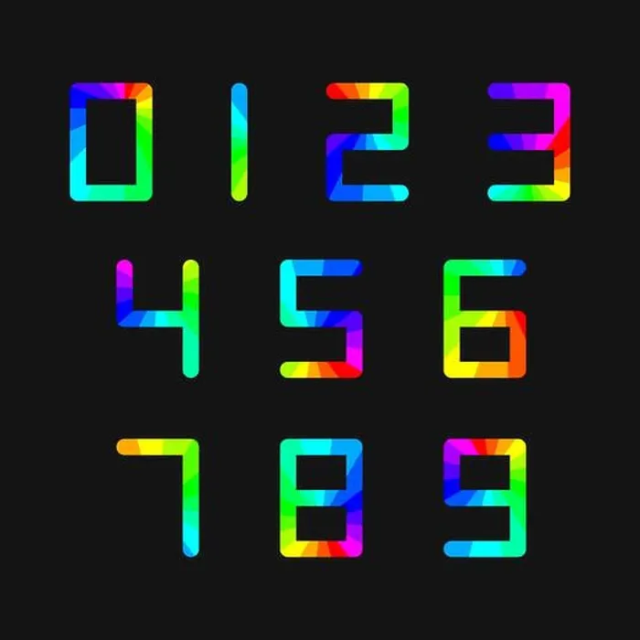 Framed Print : Set of digital numbers rainbow on a black background, vector illustration Framed Print : Set of digital numbers rainbow on a black background, vector illustration