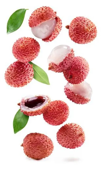 Framed Print : Set of flying lychee fruits isolated on white background Framed Print : Set of flying lychee fruits isolated on white background