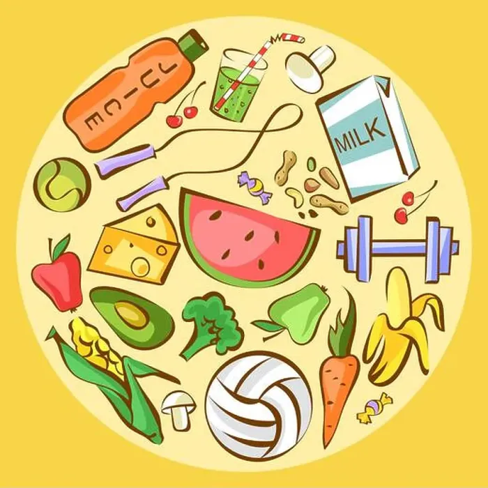 Framed Print : Set of healthy dishes. Organic food in circle composition