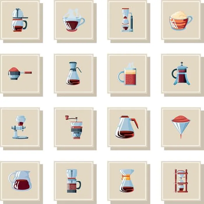 Framed Print : set of icons with coffee brewing methods vector illustration design