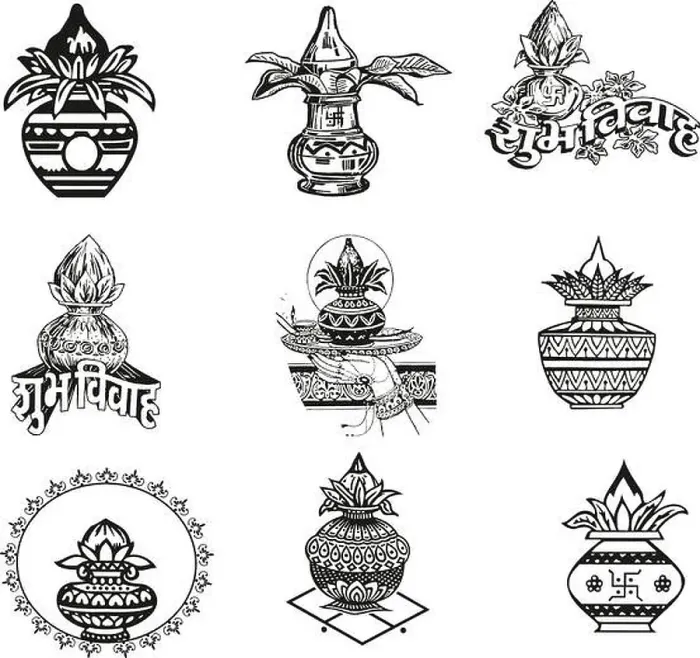 Framed Print : set of Indian Wedding Kalash Pot Elements Clipart uses for Invitation Card Framed Print : set of Indian Wedding Kalash Pot Elements Clipart uses for Invitation Card