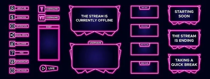 Framed Print : Set of modern design element for overlay game streaming screen panel Framed Print : Set of modern design element for overlay game streaming screen panel
