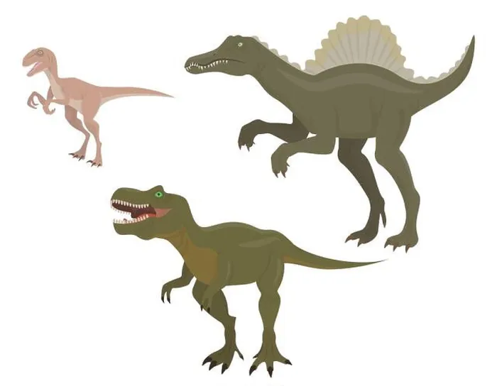 Framed Print : Set of predatory dinosaurs. Velociraptor, spinosaurus and tyrannosaurus in cartoon style Framed Print : Set of predatory dinosaurs. Velociraptor, spinosaurus and tyrannosaurus in cartoon style