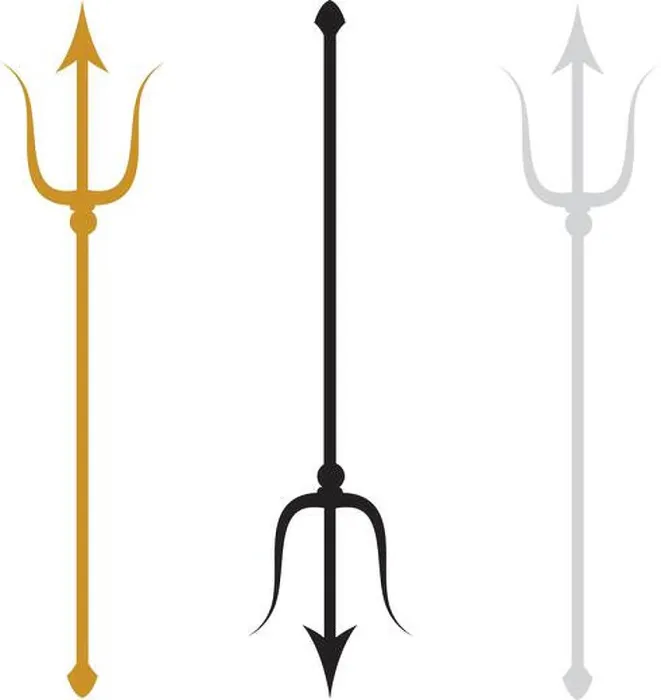 Framed Print : Set of Trident icons in gold, silver and black