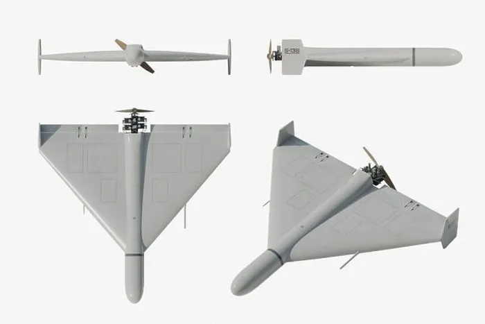 Framed Print : Shahed-136 (Geran-2) loitering munition drone: front, back, side and perspective view - 3d rendering Framed Print : Shahed-136 (Geran-2) loitering munition drone: front, back, side and perspective view - 3d rendering