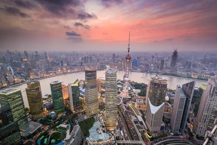 Framed Print : Shanghai, China cityscape overlooking the Financial District and Huangpu River