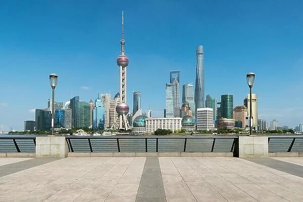 Shanghai skyline Panoramic view of shanghai skyline and huangpu river Shanghai China