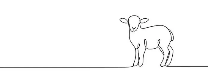 Framed Print : Sheep lamb in one continuous line drawing Framed Print : Sheep lamb in one continuous line drawing