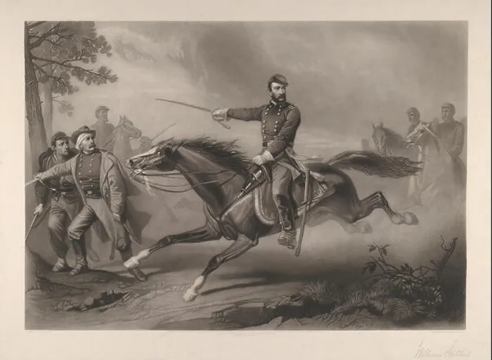 Framed Print : Sheridan's Ride, 1868, Etching and engraving, Image: 13 13 / 16 × 19 13 / 16 in. (35.1 × 50.3 cm), Prints, After Christian Framed Print : Sheridan's Ride, 1868, Etching and engraving, Image: 13 13 / 16 × 19 13 / 16 in. (35.1 × 50.3 cm), Prints, After Christian