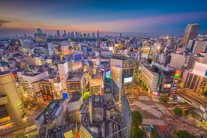 Framed Print : Shibuya, Tokyo, Japan city skyline over the famous scramble crosswalk at dusk Framed Print : Shibuya, Tokyo, Japan city skyline over the famous scramble crosswalk at dusk