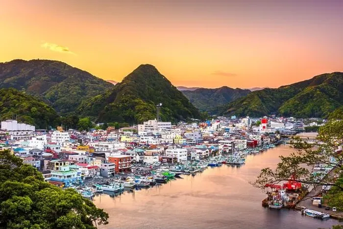 Framed Print : Shimoda, Japan town Skyline at twilight on the Izu Peninsula Framed Print : Shimoda, Japan town Skyline at twilight on the Izu Peninsula