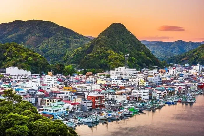 Framed Print : Shimoda, Japan town Skyline at twilight on the Izu Peninsula Framed Print : Shimoda, Japan town Skyline at twilight on the Izu Peninsula
