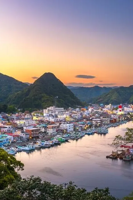 Framed Print : Shimoda, Japan town Skyline at twilight on the Izu Peninsula Framed Print : Shimoda, Japan town Skyline at twilight on the Izu Peninsula
