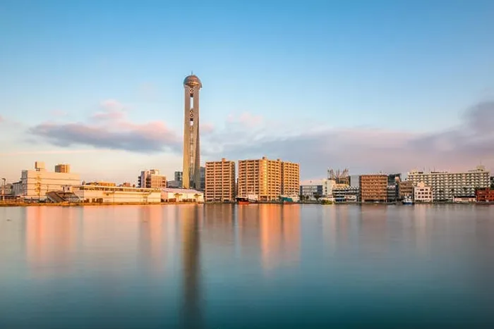 Framed Print : Shimonoseki, Japan waterfront skyline at the tower Framed Print : Shimonoseki, Japan waterfront skyline at the tower