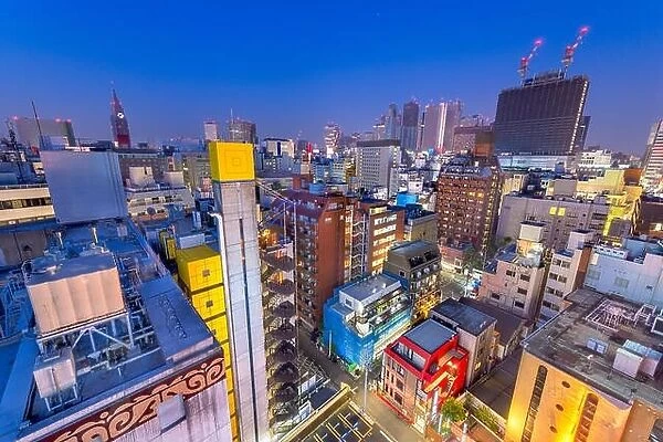 Shinjuku, Tokyo, Japan cityscape over Kabukicho at dusk
