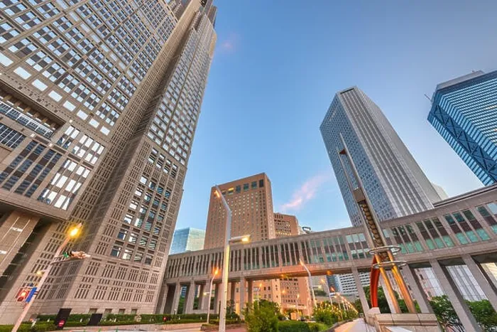 Framed Print : Shinjuku, Tokyo, Japan cityscape past the Metropolitan Government Building in the morning
