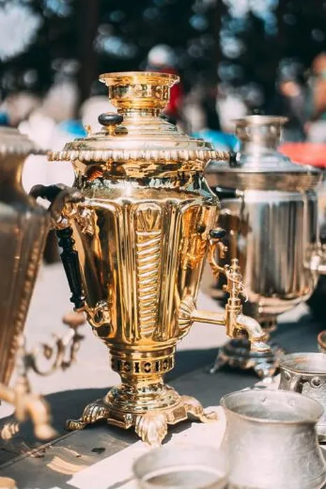Framed Print : Shiny Bright Traditional Russian Samovar At Flea Market Framed Print : Shiny Bright Traditional Russian Samovar At Flea Market