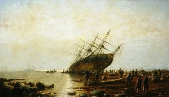 Framed Print : Ship Aground by James Webb Framed Print : Ship Aground by James Webb