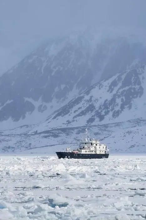 Framed Print : Ship cruising through the ice in Svalbard Framed Print : Ship cruising through the ice in Svalbard