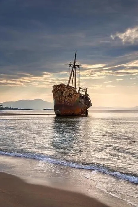 Framed Print : Shipwreck in Glyfada Beach near Gytheio, Peloponnese, Greece Framed Print : Shipwreck in Glyfada Beach near Gytheio, Peloponnese, Greece